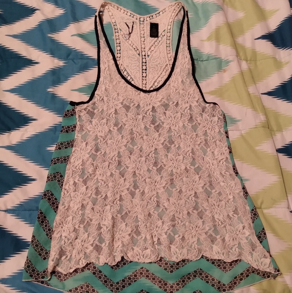 Bke boutique long lacy tank top